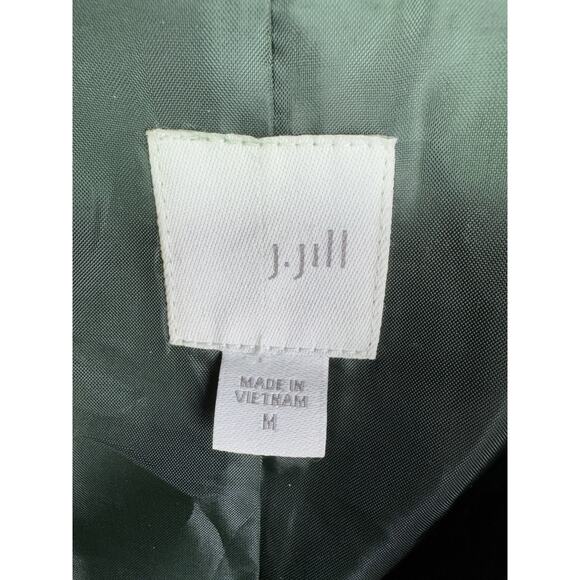 J Jill Womens Mock Neck Zip Front Coat M Green Utility Military Chore Jacket - Picture 3 of 11